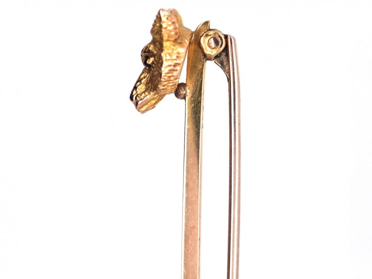 Edwardian 9ct Gold Stock Pin / Brooch of a Fox Head