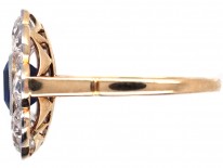Edwardian 18ct Gold & Platinum, Large Sapphire & Diamond Cluster Ring