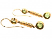 Edwardian Peridot & Natural Split Pearl Drop Earrings