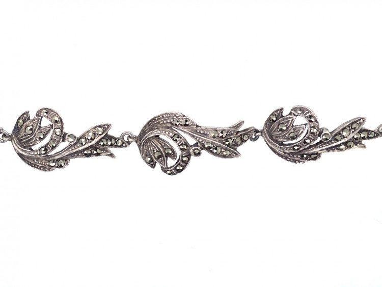 Silver & Marcasite Art Deco Swirl Design Collar