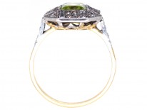 Art Deco 18ct Gold & Platinum, Rectangular Peridot & Diamond Ring
