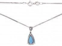 Aquamarine & Diamond Pendant on 18ct White Gold Chain