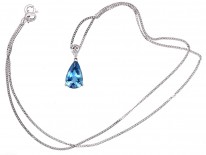 Aquamarine & Diamond Pendant on 18ct White Gold Chain