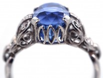 Ceylon Sapphire, Platinum & Diamond Ring