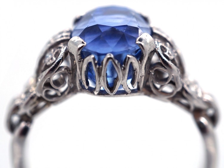 Ceylon Sapphire, Platinum & Diamond Ring