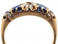 Victorian 18ct Gold, Diamond & Sapphire Five Stone Ring