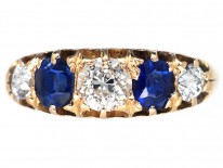 Victorian 18ct Gold, Diamond & Sapphire Five Stone Ring