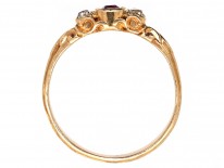 18ct Gold Ruby & Diamond Three Stone Ring