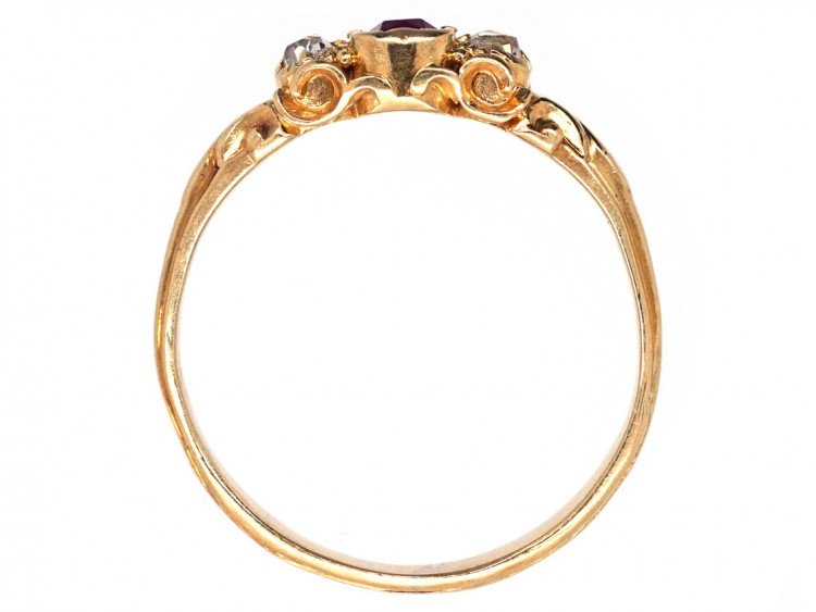 18ct Gold Ruby & Diamond Three Stone Ring
