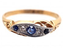 Victorian 18ct Gold Sapphire & Diamond Ring