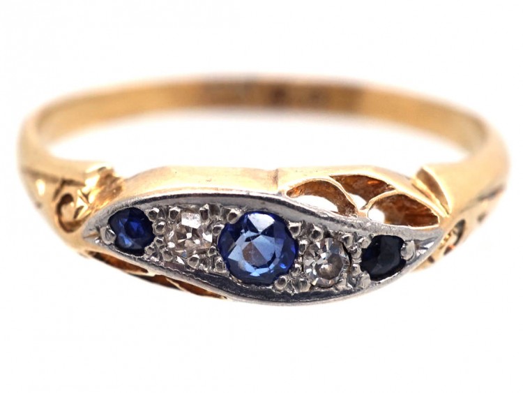 Victorian 18ct Gold Sapphire & Diamond Ring