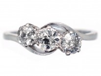 Platinum & Diamond Three Stone Crossover Ring