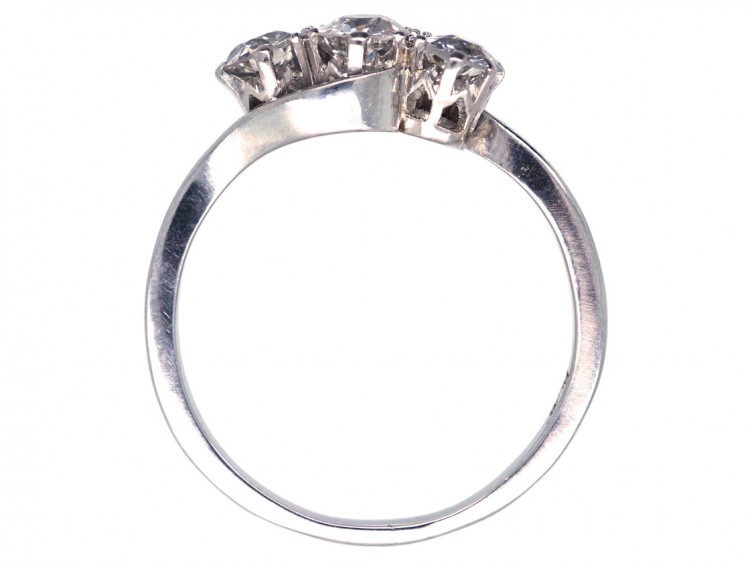 Platinum & Diamond Three Stone Crossover Ring