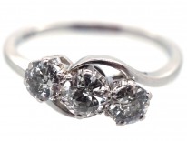 Platinum & Diamond Three Stone Crossover Ring