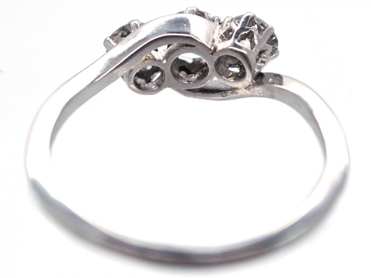 Platinum & Diamond Three Stone Crossover Ring