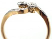 Edwardian 18ct Gold & Platinum, Two Stone Diamond Crossover Ring