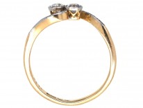 Edwardian 18ct Gold & Platinum, Two Stone Diamond Crossover Ring