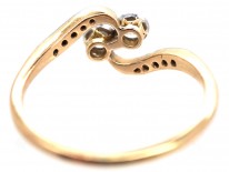 Edwardian 18ct Gold & Platinum, Two Stone Diamond Crossover Ring