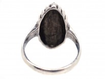 Art Deco Oval Swirl Design Silver & Marcasite Ring