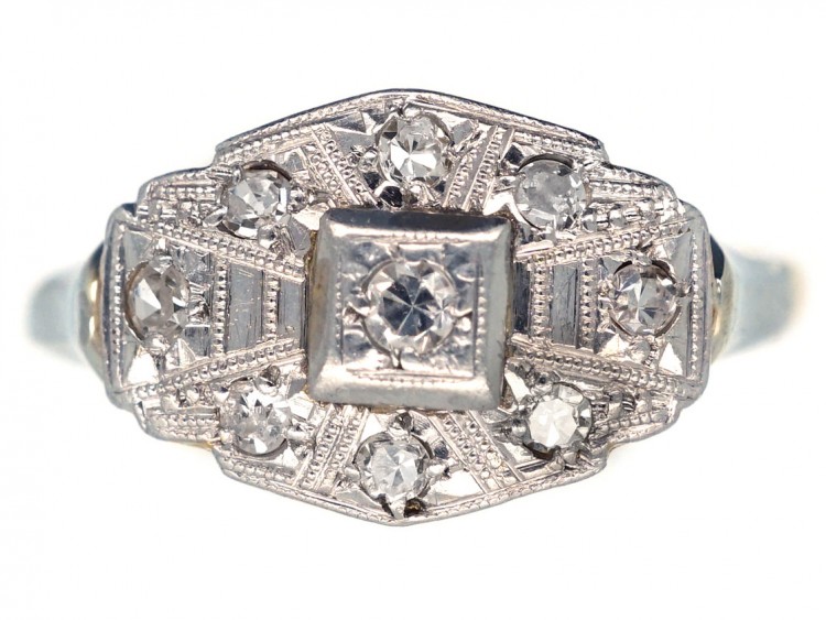 Art Deco 18ct Gold, Platinum & Diamond Ring