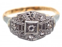 Art Deco 18ct Gold, Platinum & Diamond Ring