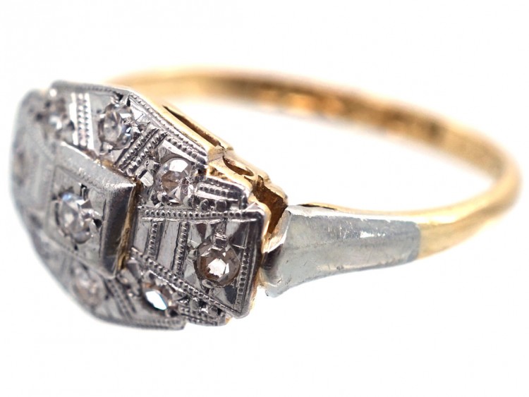 Art Deco 18ct Gold, Platinum & Diamond Ring