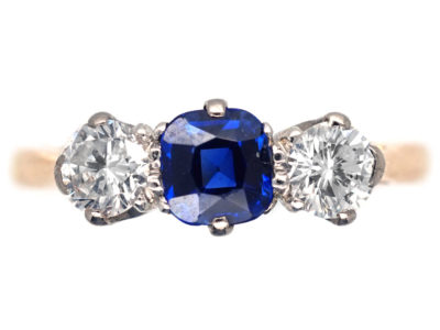 Diamond ​& Sapphire Three Stone Ring