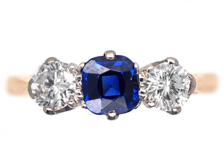 Diamond ​& Sapphire Three Stone Ring