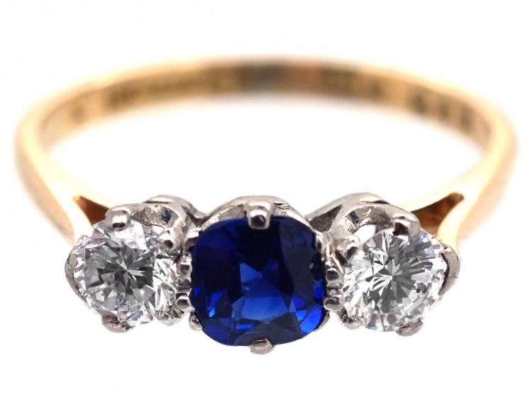 Diamond ​& Sapphire Three Stone Ring