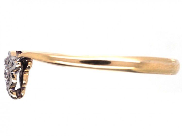 Edwardian 18ct Gold, Platinum & Diamond Lily of the Valley Flower Ring