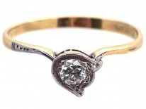 Edwardian 18ct Gold, Platinum & Diamond Lily of the Valley Flower Ring