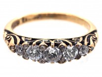 Victorian 18ct Gold Carved Half Hoop Diamond Ring