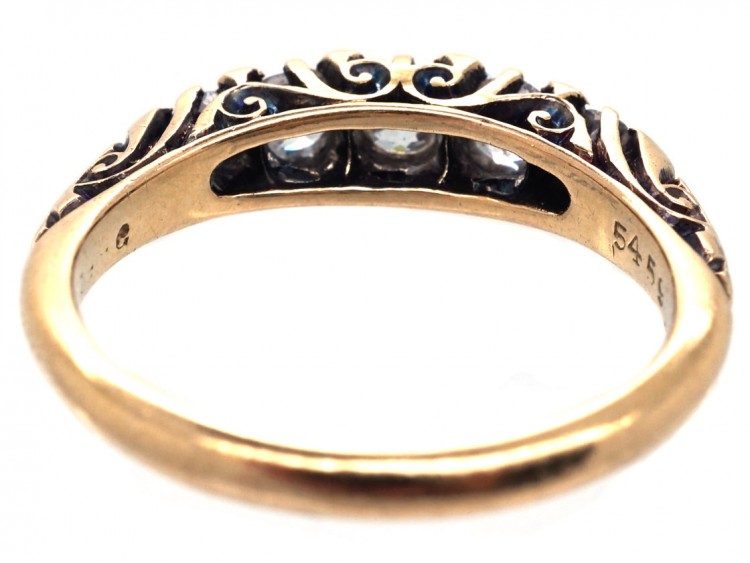 Victorian 18ct Gold Carved Half Hoop Diamond Ring