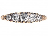 Victorian 18ct Gold Carved Half Hoop Diamond Ring