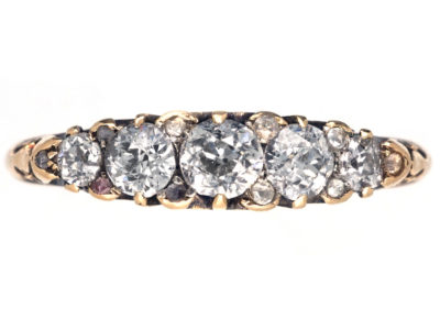 Victorian 18ct Gold Carved Half Hoop Diamond Ring