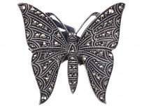 Art Deco Silver & Marcasite Butterfly Clip Brooch