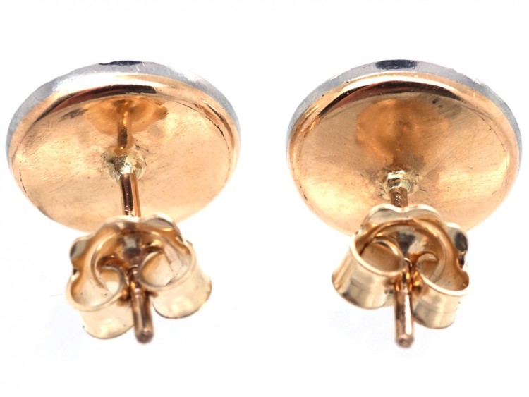 Art Deco Diamond & Onyx Round Earrings