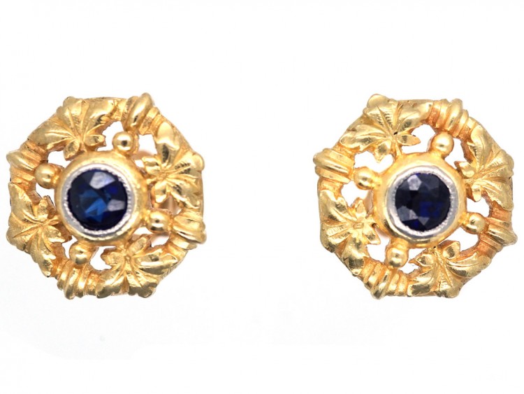 French 18ct Gold ​& Sapphire Belle Epoque Earrings