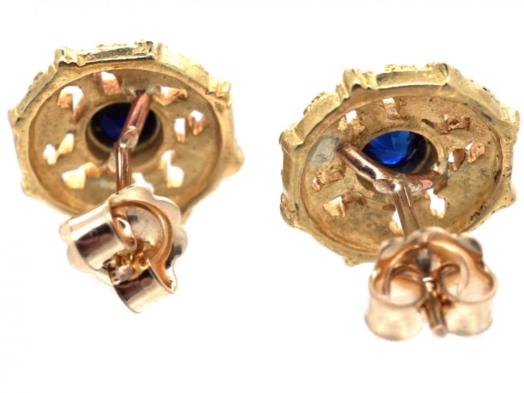 French 18ct Gold ​& Sapphire Belle Epoque Earrings