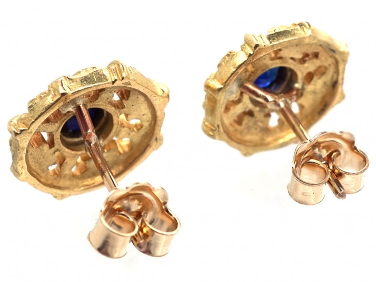 French 18ct Gold ​& Sapphire Belle Epoque Earrings