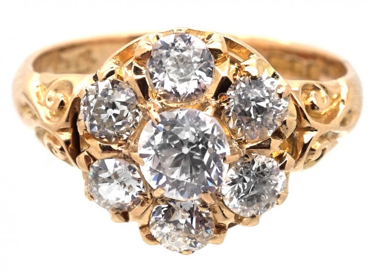 Victorian 18ct Gold Diamond Cluster Ring