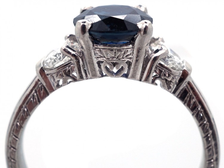 Platinum, Sapphire & Diamond Three Stone Ring