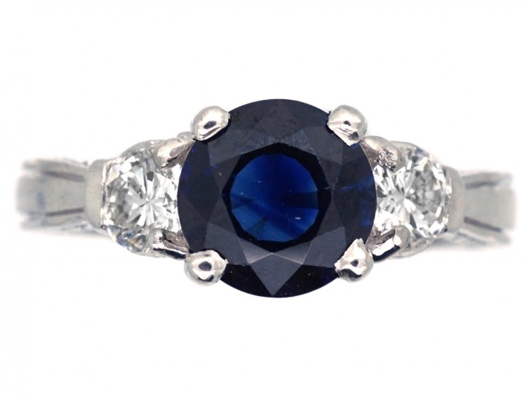 Platinum, Sapphire & Diamond Three Stone Ring