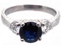 Platinum, Sapphire & Diamond Three Stone Ring