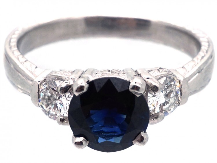 Platinum, Sapphire & Diamond Three Stone Ring