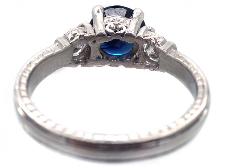 Platinum, Sapphire & Diamond Three Stone Ring