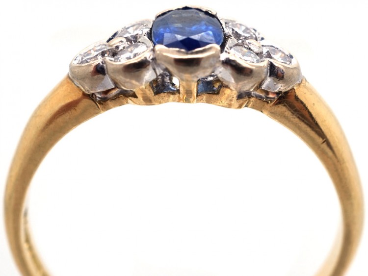 18ct Gold, Ceylon Sapphire & Diamond Ring