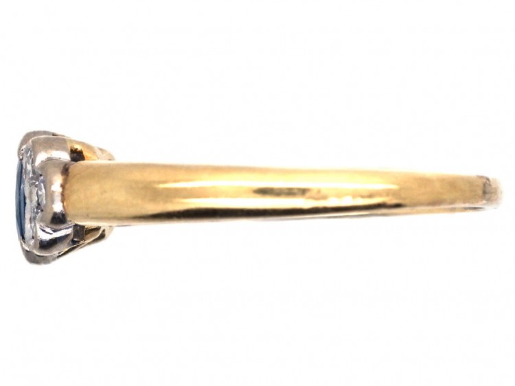 18ct Gold, Ceylon Sapphire & Diamond Ring