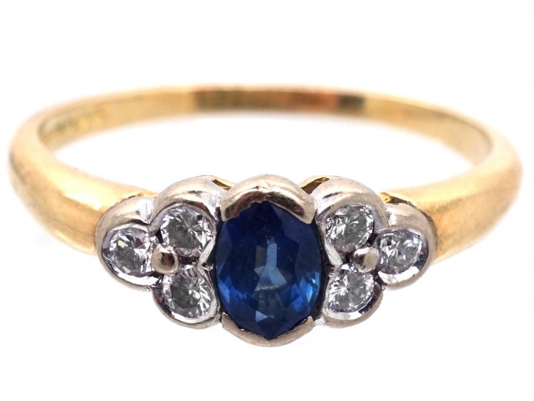 18ct Gold, Ceylon Sapphire & Diamond Ring