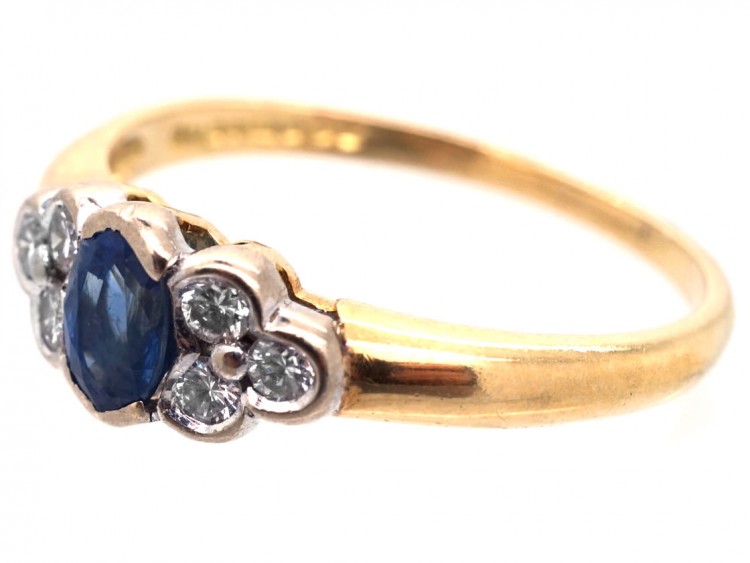 18ct Gold, Ceylon Sapphire & Diamond Ring
